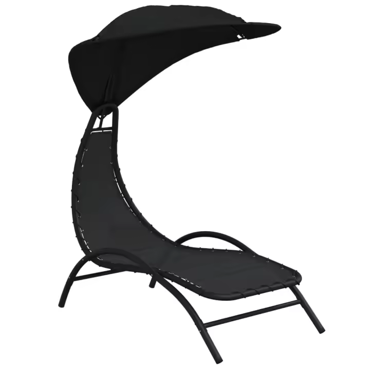 vidaXL Tumbona con toldo acero y tela 167x80x195 cm Crema, Negro, Gris oscuro Sillas de Exterior Ideal para jardín, playa, piscina, terraza Tumbona Piscina Tumbonas Playa Tumbonas Jardín Exterior - 1