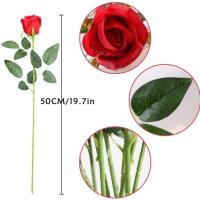 10 Rosas Artificiales de Seda para ramno de Novia, Jardín, Fiesta de cumpleaños, decoración de Boda, color Rojo - details 0