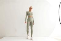 Conjunto De Yoga Para Mujer Ropa Deportiva De Gimnasio Con Top De Manga Larga Y Leggings De Cintura Alta Fitness Sports - details 12