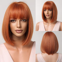 Pelucas Sintéticas De Ombre Marrón Rubia Para Mujeres Con Franja Raíces Oscaras Cabello Gris Natural Resistente Al Calor Peluca Bob Corta Para Cosplay De Diversas Ocasiones - details 18