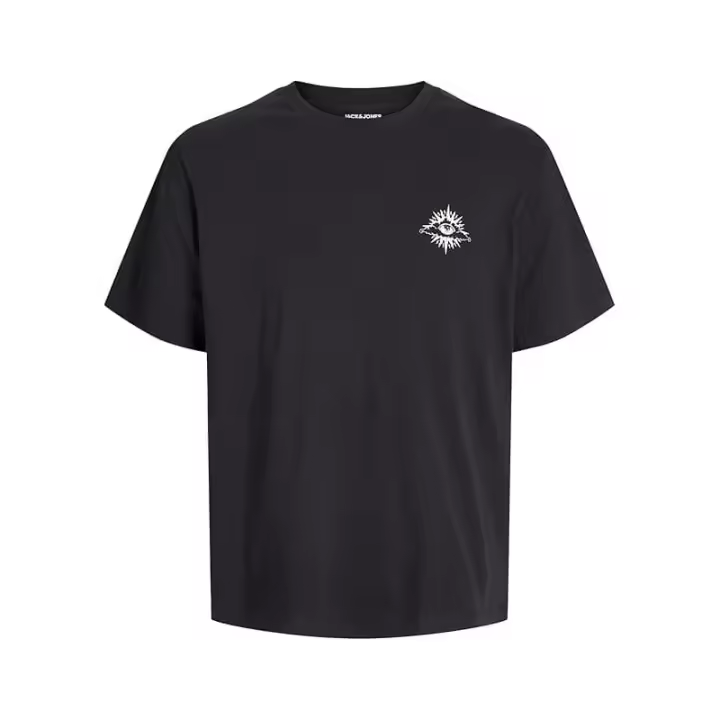 Jack&Jones – Hombre – Negro – Camiseta Manga Corta, Print Posterior, Corte Holgado - 1