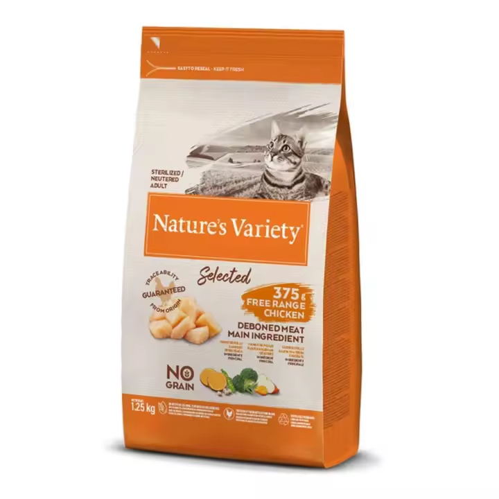 Natures Variety Selected Feline Adult Sterilised Pollo para Gatos - Sin Cereales - Alta Energía - 3kg - 1