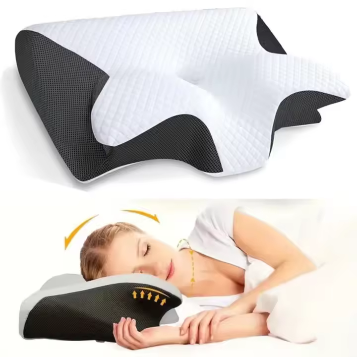 Mikomika Almohada Cervical, 2 en 1 Almohada Ergonómico Espuma de Memoria Almohada para Soporte de Cabeza/Cuello/Hombro, Relajación y Alivio del Estrés, 60x40x12/14cm - 1