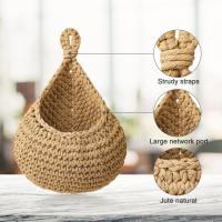 Cesta De Frutas Y Verduras De Jute Natural Colgante Para Pared Cesta De Plantas En Forma De Lágrima Almacenamiento Ecológico Para Cocina Y Mesa - details 0