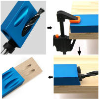 Juego De Localizador De Agujeros Oblicuos FNICEL 4 Pulgadas F Tipo Abrazadera Para Carpintería Angulo De 15 Grados Con Bits De Taladro Aluminio Kit De Guía Para Taladro - details 4