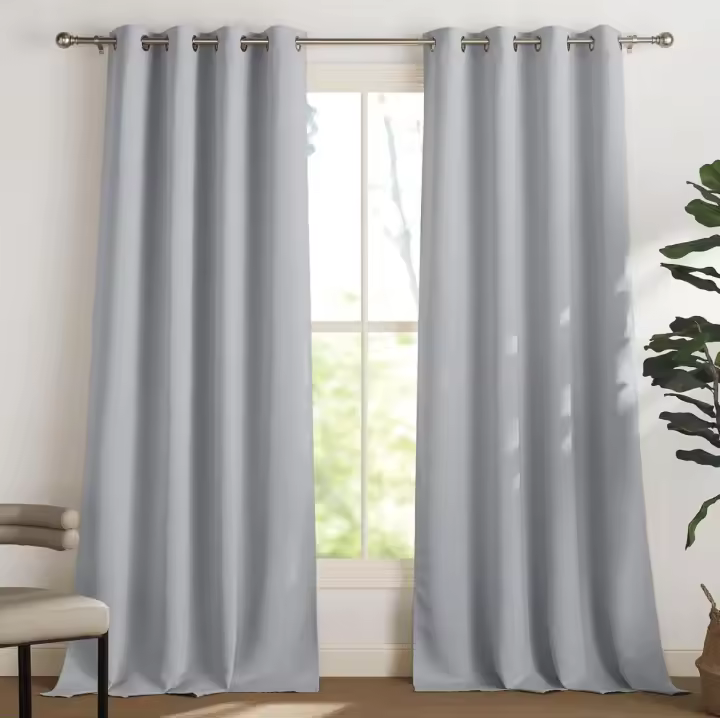 Cortinas Termicas Aislantes Frio y Calor Cortinas Opacas Salon Dormitorio 150x260 CM Blackout Curtains Grises con Ojales para Habitacion Comedor - 1