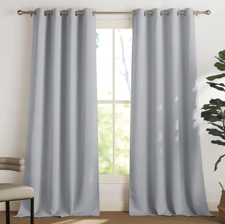 Cortinas Termicas Aislantes Frio y Calor Cortinas Opacas Salon Dormitorio 150x260 CM Blackout Curtains Grises con Ojales para Habitacion Comedor - 1