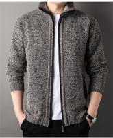Chaqueta De Punto Para Hombre Con Cuello Erguido Estilo Coreano Slim Fit Color Sólido Abrigo De Otoño E Invierno Con Cierre De Cremallera - details 16