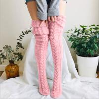 Calcetines Largos Casuales Para Mujer De Algodón Suave Impresión Sólida Thicker High Floor Socks Medias Hasta La Rodilla Para Otoño E Invierno - details 2