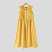 Vestido Largo Sin Mangas De Verano ZANZEA Estilo Coreano Suelto Con Pliegues Para La Playa Vestido Casual De Playa A-Line Para Mujer - details 10