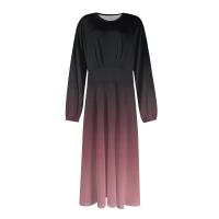 Vestido De Mujer Estilo Vintage Elegante Con Estampado Gradiente Cuello Redondo Manga Larga Ajustado Vestido De Otoño Moda Nueva - details 22
