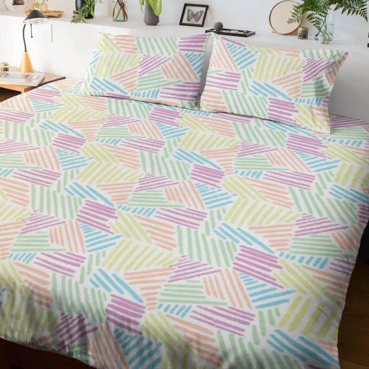 SANSY - Juego funda nórdica + funda de almohada Seth para cama de 90. Algodón, poliéster, lino. - 1