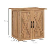 Outsunny Caseta de Jardín Exterior de Madera Armario de Exterior con 2 Puertas Magnéticas Cobertizo de Jardín Exterior para Almacenamiento de Herramientas 77x55x72 cm Marrón - details 2