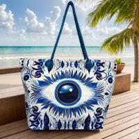 MEJORADA KD-2306 Bolso de Playa-Tote Bag Súper Grande 60x40x20CM con Diseño de Ojo Turco y Motivos Azules, Ideal para Playa y Vacaciones - details 1