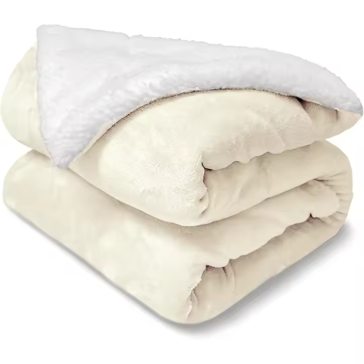 Manta Borrego 130x160cm/160x220cm/220x240cm, Manta Sofa Reversible de Franela y Sherpa, Manta Cama Gruesa, Manta Borreguito, Sobrecama, Manta Caliente, Suave, Transpirable para Invierno - 1