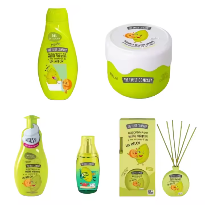 The Fruit Company PACK 5 MELÓN - Mikado + Manteca corporal + Gel Ducha + Gel de manos + Colonia - 1