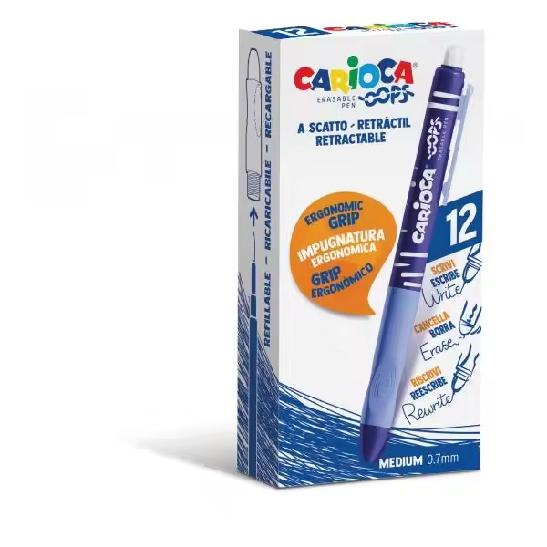 Oops Bolígrafos Borrables Carioca Termo Sensible 0.7mm Azul (12 Uds) - 1