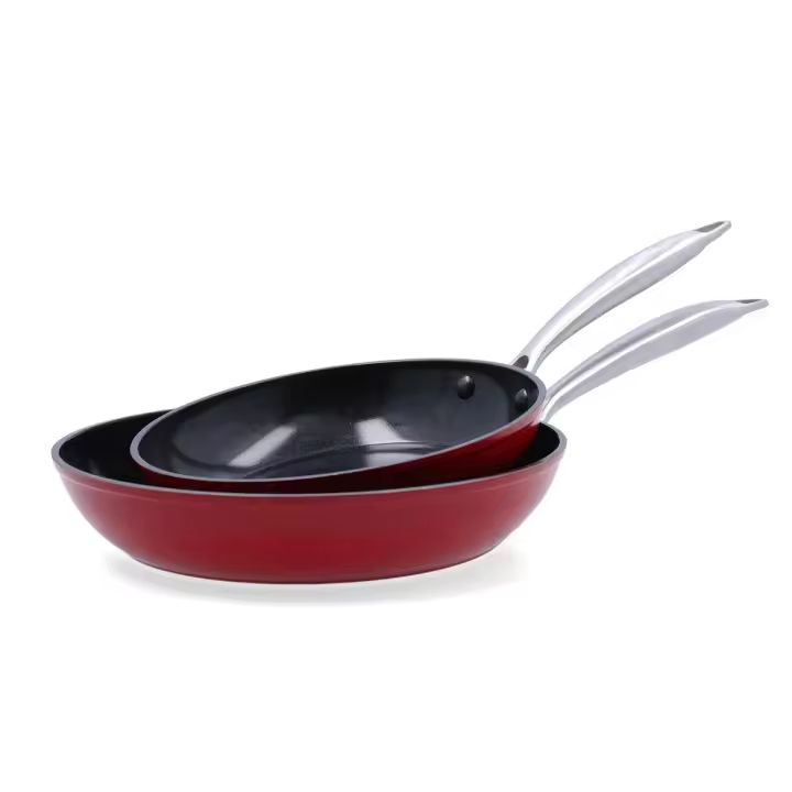 Set 2 Sartenes Quid Mirror Aluminio Forjado 20CM - 24CM Rojo Brillo Apto Inducción Vitrocerámica - 1