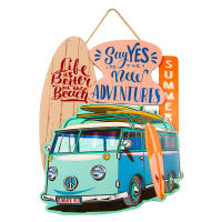 CAPRILO REGALOS & DECORACIÓN Adorno Decorativo de Madera "Furgoneta con Tabla Surf". Cuadros y Apliques. Decoración Hogar. Verano. Regalos Originales. 34 x 2 x 43 cm - details 0