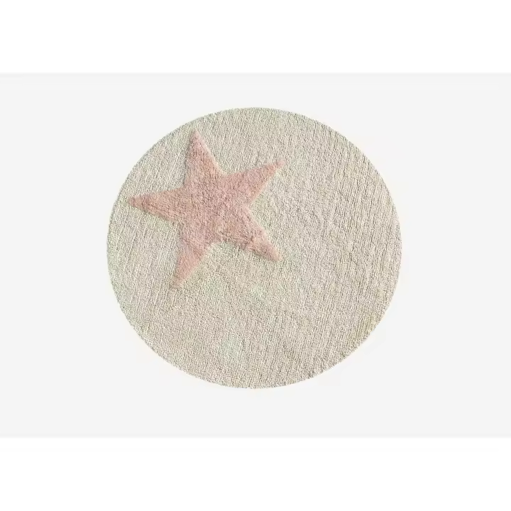 ALFOMBRA ALGODÓN REDONDA ESTRELLA ROSA -  Linea Paralela - 1