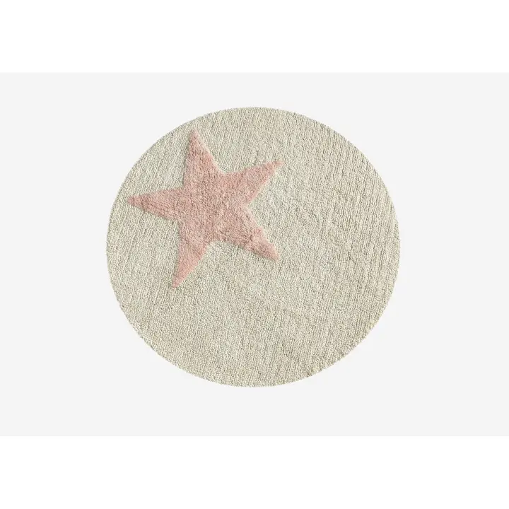 ALFOMBRA ALGODÓN REDONDA ESTRELLA ROSA -  Linea Paralela - 1