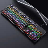 Teclado Mecánico Retro Punk Con Switch Azul Negro Marrón 104 Teclas USB RGB Backlit Para Juegos Y PC Laptop - details 12