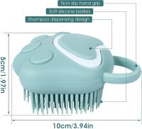 Cepillo de Baño para Perros y Gatos, Dispensador de Champú de Silicona, Suave Cepillo de Ducha para el Lavado de Mascotas de Pelo Corto y Largo (Azul en forma de pata) - details 0