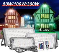 Lámpara De Inundación LED RGB 50W 100W 300W Con Control Remoto IP65 Impermeable Para Exteriores AC220V Con Enchufe UE - details 0