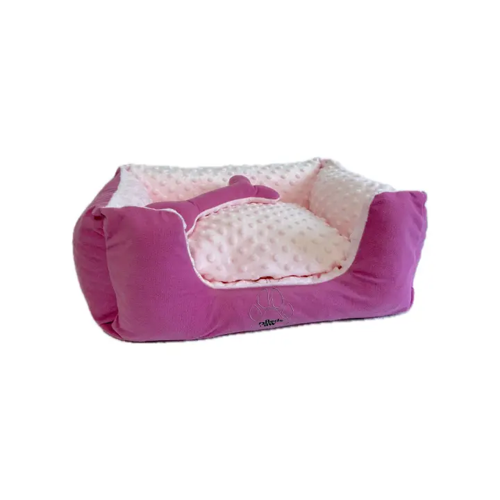 BedsPaw Cama para perros con almohada Rosita mascotas - Cama Suave y Acogedora para Perros o Gatos – Almohada Extraíble, Lavable en Lavadora - 1