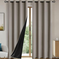 2pcs Cortinas Oscurecedoras De Sólido Negro 100% Para Dormitorio Y Sala De Estar Protección UV Deslizamiento Fácil Y Diseño Estilizado - details 18