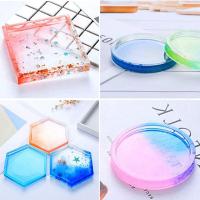 Molde de silicona DIY Coaster, 4 piezas de resina y epoxi moldes Coaster molde para fundición hexagonal cuadrado redondo posavasos moldes con resina, hormigón, cemento - details 3