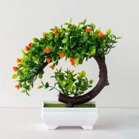 Planta Artificial De Bonsái En Maceta Flores Falsas Para Decoración De Mesa Ornamento De Árbol De Plástico Para Interior - details 0