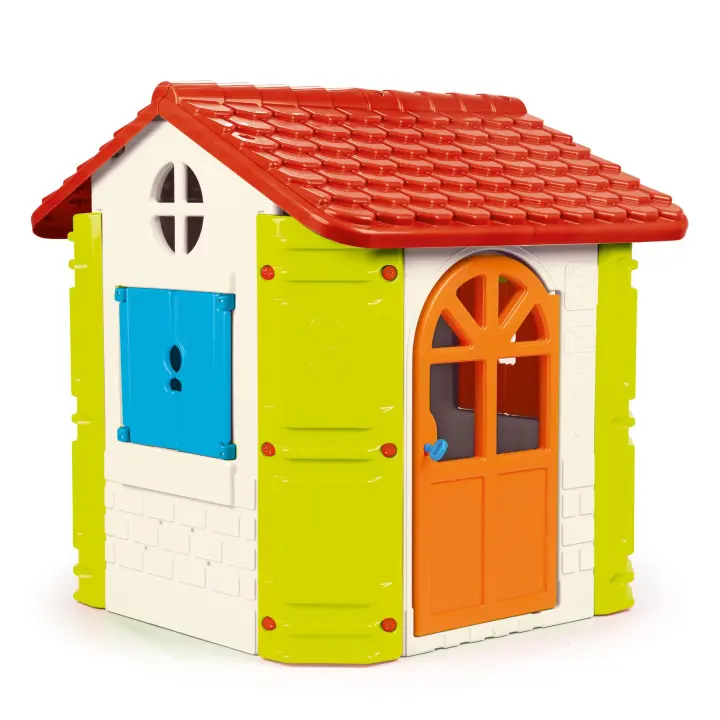 FEBER - Feber-House, Casa de Jardín para Niños, Colores Cálidos Azul, Rojo, Naranja y Verde, Resistente y Segura, Casita Infantil para Juegos de Exterior, 2 a 6 años, Famosa(800013950), Versión actual - 1