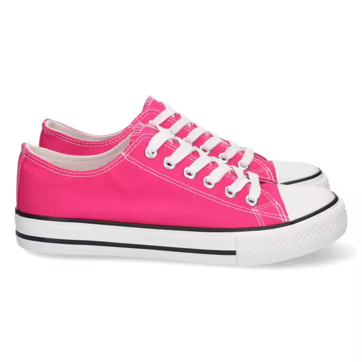 PuntoSalao Zapatillas planas cómodas estilo bamba lona mujer fucsia FG-2913 - 1