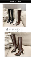 Botas Largas De Tacón Alto Para Mujer Nueva Primavera 2024 Cuña Lateral Botines De Rodilla PU Cuero Botas Femeninas - details 4