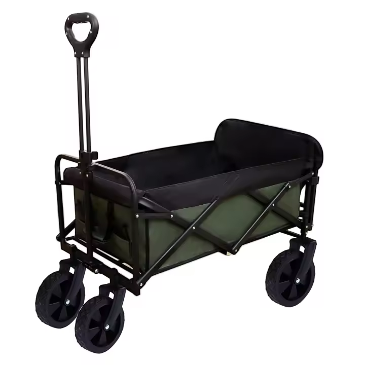 Carretilla Carrito con Ruedas Auxiliar, 150 kg/80 L, con Apertura Trasera y Asa Ajustable, para Camping, Jardín, Arena, Playa - 1