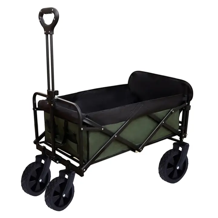 Carretilla Carrito con Ruedas Auxiliar, 150 kg/80 L, con Apertura Trasera y Asa Ajustable, para Camping, Jardín, Arena, Playa - 1