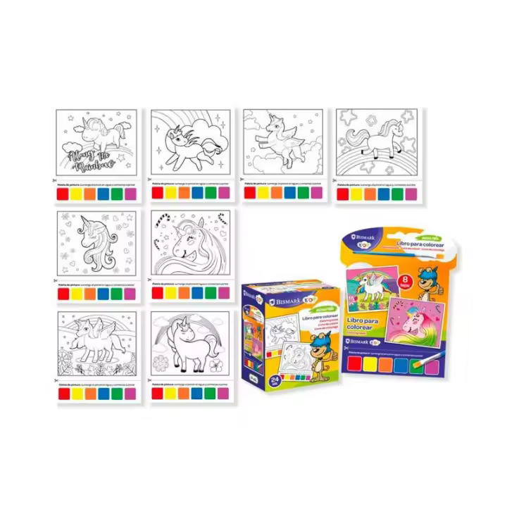Lote de 24 Libros Para Colorear Acuarelas y Pincel Manualidades - Detalles regalos para Cumpleaños Infantiles Comuniones Bodas Niños - 1