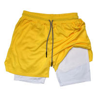 Shorts De Fitness Para Hombre Doble Capa 2 En 1 Deporte Entrenamiento En El Gimnasio Quick Dry Running Verano Talla Verdadera - details 3