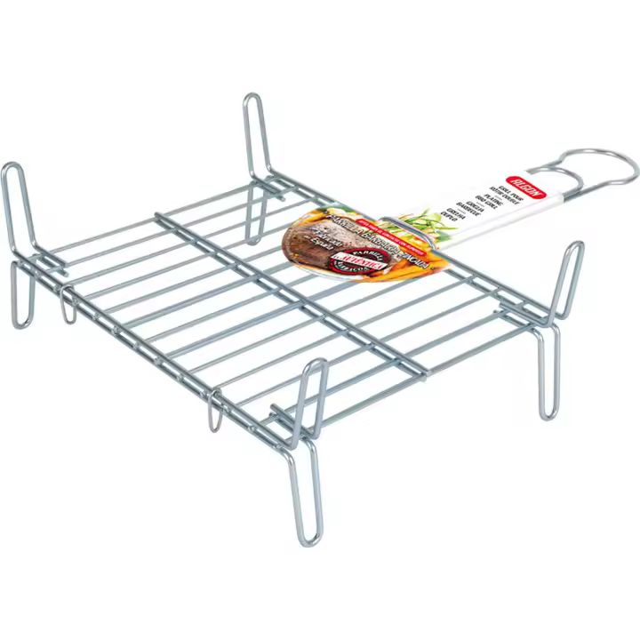 Algon - Parrilla Barbacoa 25x30cm Doble Zincada - Resistente y Duradera, Fácil de Limpiar y Mantener, Versátil para Uso en Exteriores, Portátil y Compacta - 1