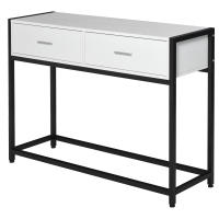 HOMCOM Mesa de Consola 120x34x81 cm Mesa de Entrada con 2 Cajones y Pies Ajustables Mueble de Recibidor de Estilo Moderno para Pasillo Salón Blanco y Negro - details 0