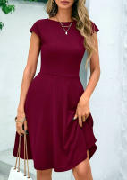 Vestido Sin Mangas De Color Puro Elegante Y Sencillo Para Mujer Vestido De Moda Europea Y Americana 2025 Estilo Office Lady De Cintura Natural Y Longitud De Rodilla - details 8