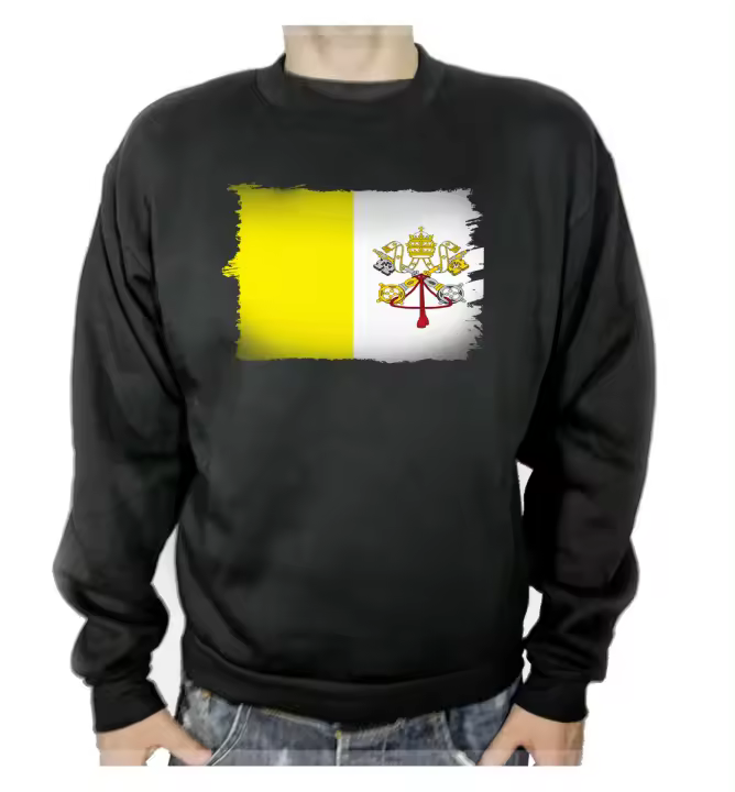 MERCHANDMANIA SUDADERA NEGRA bandera vaticano pais gobierno cristiano papa adulto poliester algodón sweatshirt - 1