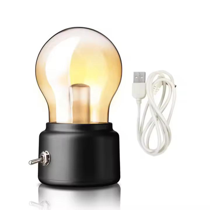 Lámpara De Escritorio Recargable USB Vintage Retro Dorada Sin Cable Para Decoración De Hogar Y Estudio Luz Nocturna Para Fiestas De Año Nuevo - 1