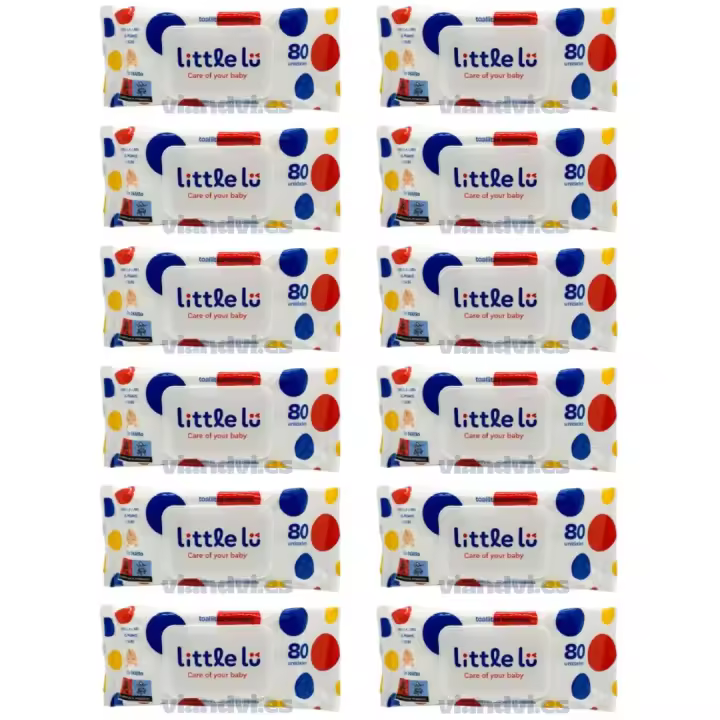Little Lu Toallitas Húmedas - extra suaves y absorbentes - con extracto de aloe vera y camomila - uso diario - pack AHORRO 960 toallitas (12 x 80 Toallitas) - 1