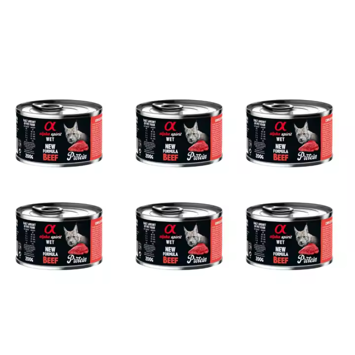 Alpha Spirit Feline 6x200g - Alimento Húmedo para Gatos Adultos - Pack de 6 Latas - Alta Calidad y Nutrición Balanceada - 1