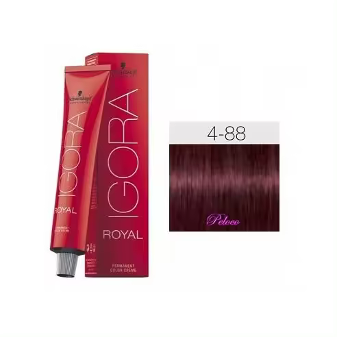 Schwarzkopf Tinte Igora Royal 4-88 Castaño Medio Rojo Intenso 60 Ml - Coloración Profesional en Crema Permanente - 1