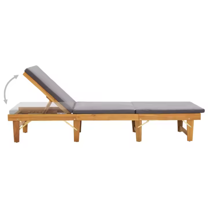 vidaXL Tumbona plegable con cojín madera maciza de acacia Blanco crema, Gris oscuro, Sillas de Exterior Ideal para jardín, playa, piscina, terraza Tumbona Piscina Tumbonas Playa Tumbonas Jardín Exterior - 1