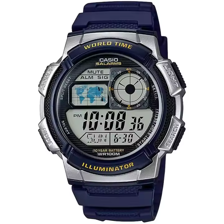 Casio AE-1000W-2A Reloj Digital Multifuncional para Hombre | Hora Mundial, Cronómetro y Resistencia al Agua - 1