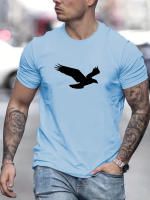 Camiseta Casual De Verano Para Hombre Con Patrón De Águila Algodón 100% Cuello Redondo Manga Corta Transpirable T-Shirt Top - details 1
